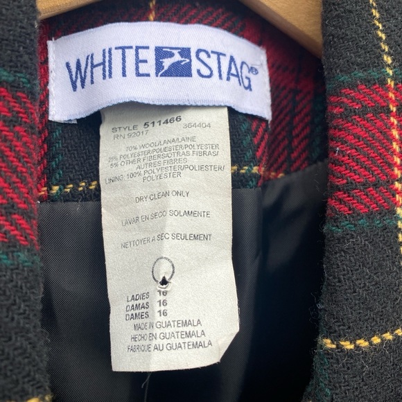 White Stag Womens Blazer Jacket Red Plaid 16W Vintage 70% Wool Holiday Academia - Picture 6 of 9